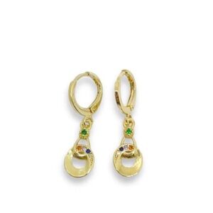 Lina multi-color cz gold- filled dangle earrings